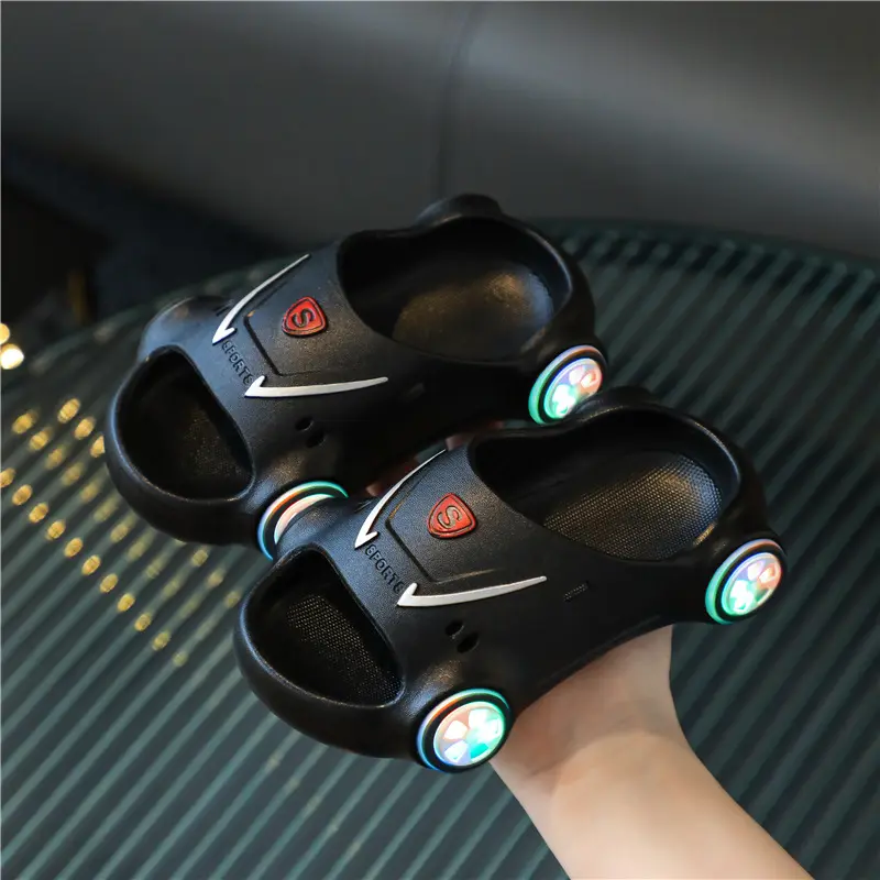 Kids Glowing Slippers Cartoon Car Sandals Children