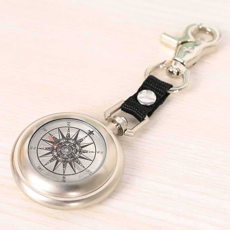 Retro pocket watch zinc alloy compass with keychain