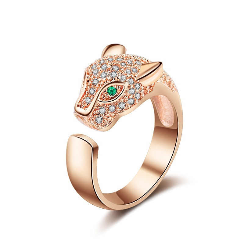 European And American Popular Luxury Unique Leopard Head Ring