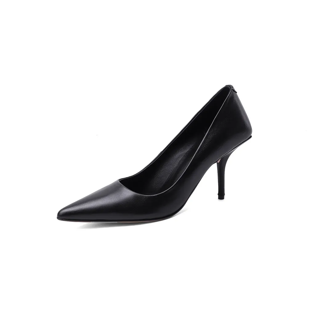 European And American Pointed Toe 6CM High-heeled Stiletto Shoes - Black
