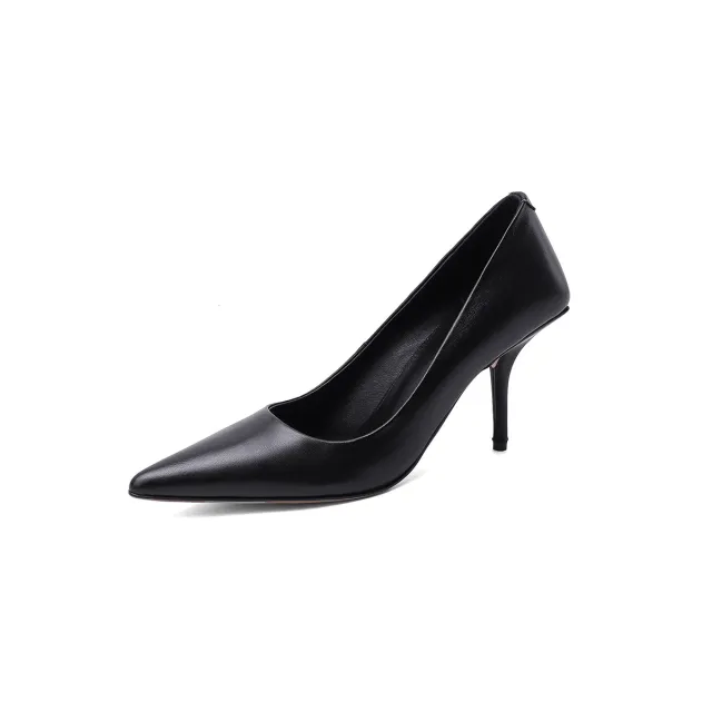 European And American Pointed Toe 6CM High heeled Stiletto Shoes Black - Shop at LoveMi