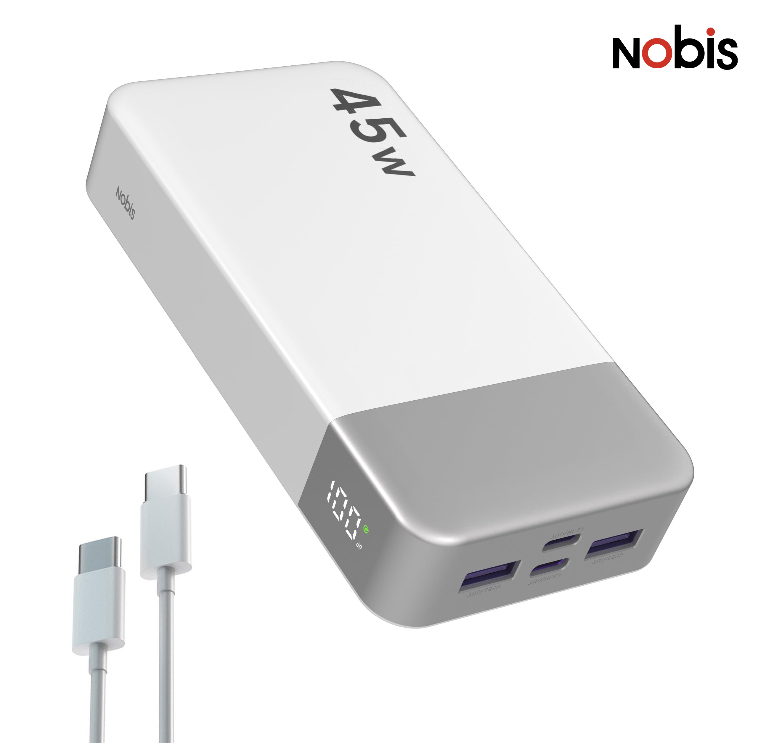 20000mAh Power Bank, 45W PD 3.0 Fast Charging Compact Travel Portable Charger External Battery With Smart Digital Display, Trickle Charging Mode, Wide Compatibility For Smartphones, Tablets — 1