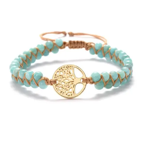 Tree Charm Bracelets African Japser String Braided Yoga Handmade