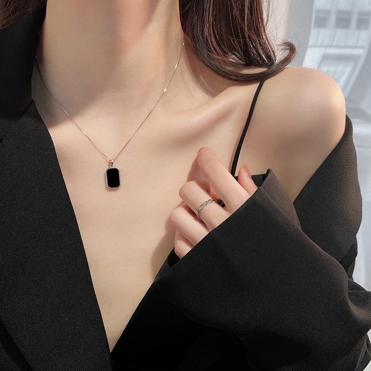 Black Square Brand Women's Design Sterling Silver Necklace