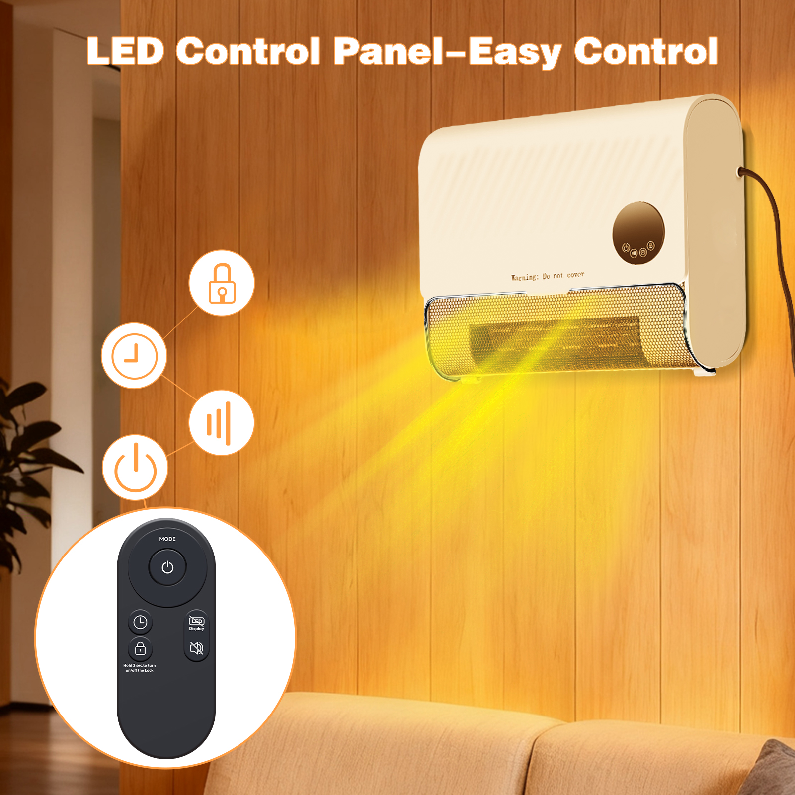 Smart Wall Heater, 1500W Fast Heating Electric Space Heater For Indoor Use, Wall Mounted Panel Heater With Remote, 3 Fan Speeds image 5