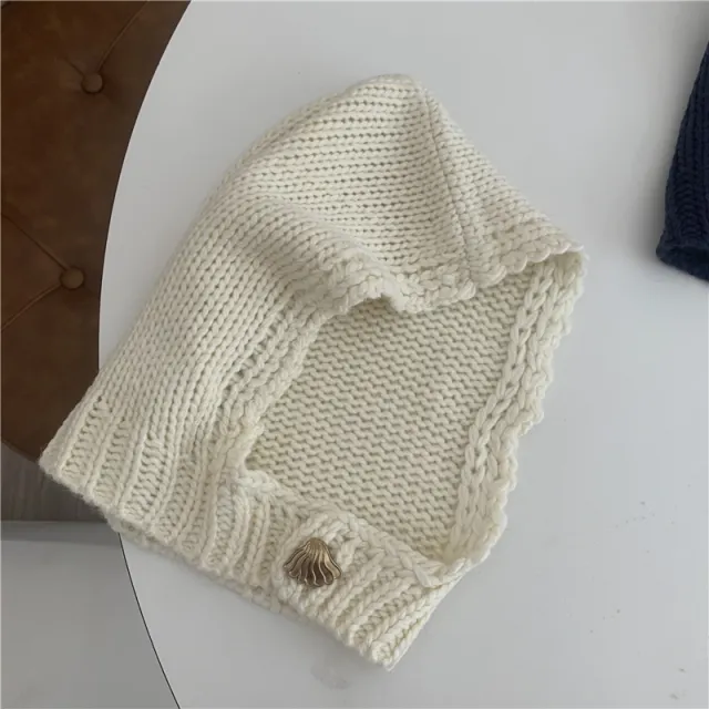 Hand knitted Lace up Solid Color Hat Beige - Shop at LoveMi
