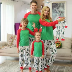 Christmas Homewear Parent-child Clothing Printed Raglan Sleeve Homewear - Jjf03 No Printing - View 1