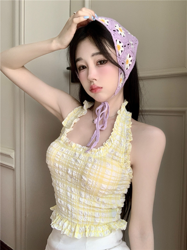 Pure Desire Halter Neck Camisole Women's Plaid Sexy