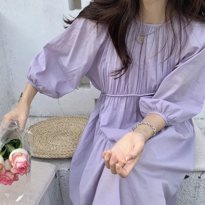 Lavender Dress With Suspenders For Women