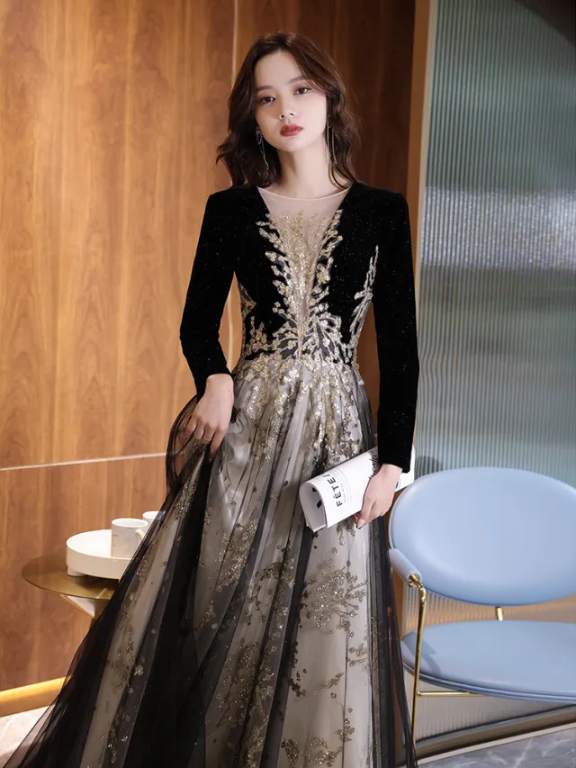 Black Moderator Long Sleeve Annual Party Dress Black - Shop at LoveMi