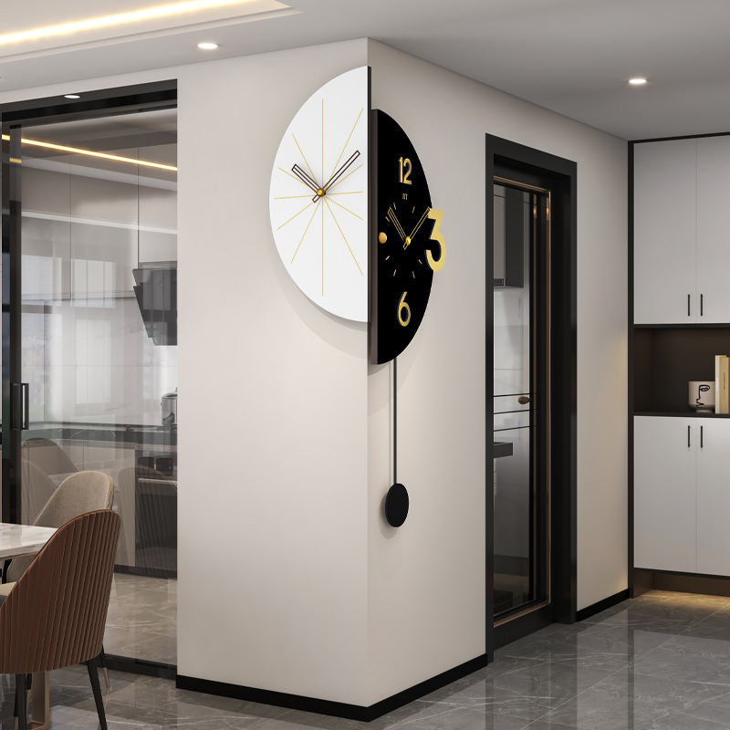 Double Sided Corner Wall Clock Modern Pendulum Home Decor