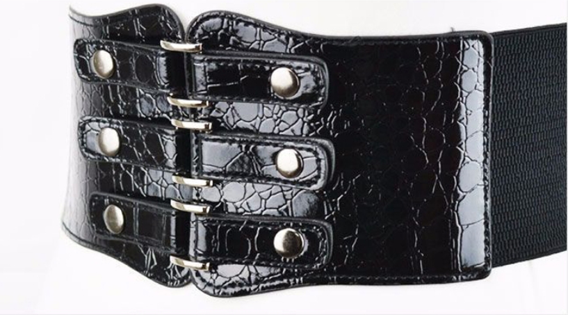 Title 5, Black Womens Ultra-wide Waistband Rivet Elast...