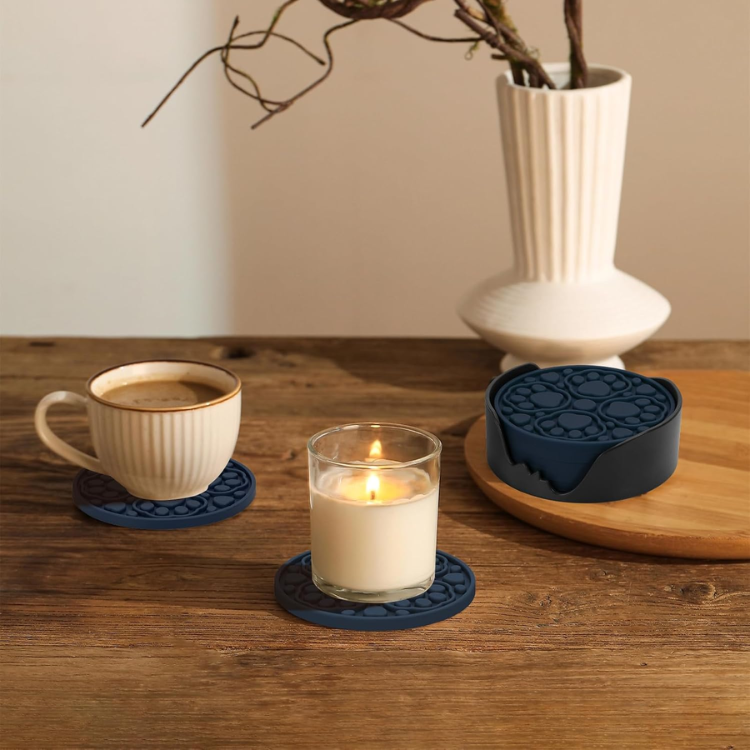 Silicone Coaster Set with Holder, picture 2 of 4
