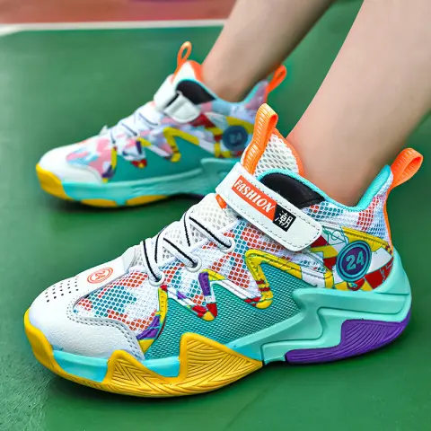 Boys' Basketball Mesh Breathable and Wear-resistant Shoes