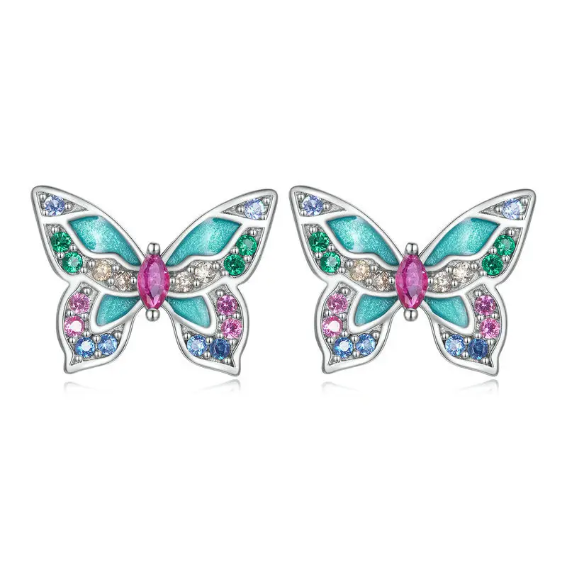 Sterling Silver Butterfly Earrings Female