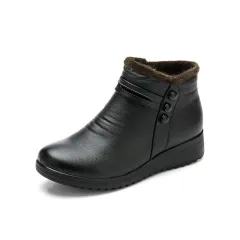 Winter Women's Cotton Flat Shoes - Black - View 1