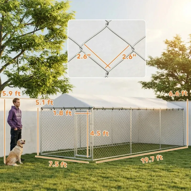 20' X 7.5' 6.5' Dog Kennel Outdoor