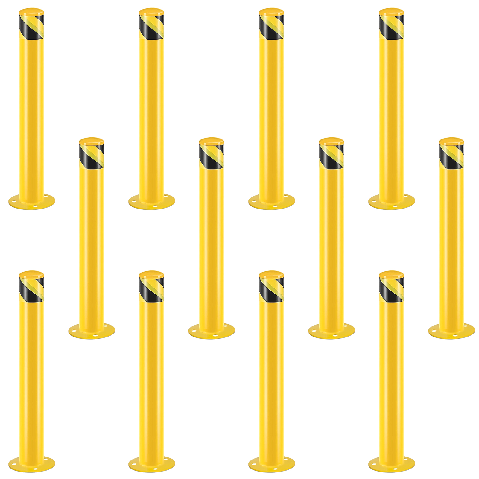Safety Guardrails, 36 Inch High Steel Guardrails, 3.5-inch Diameter Parking Lot Guardrails, Yellow Powder Coated Safety Parking Lot Railings, Suitable For Traffic Sensitive Areas