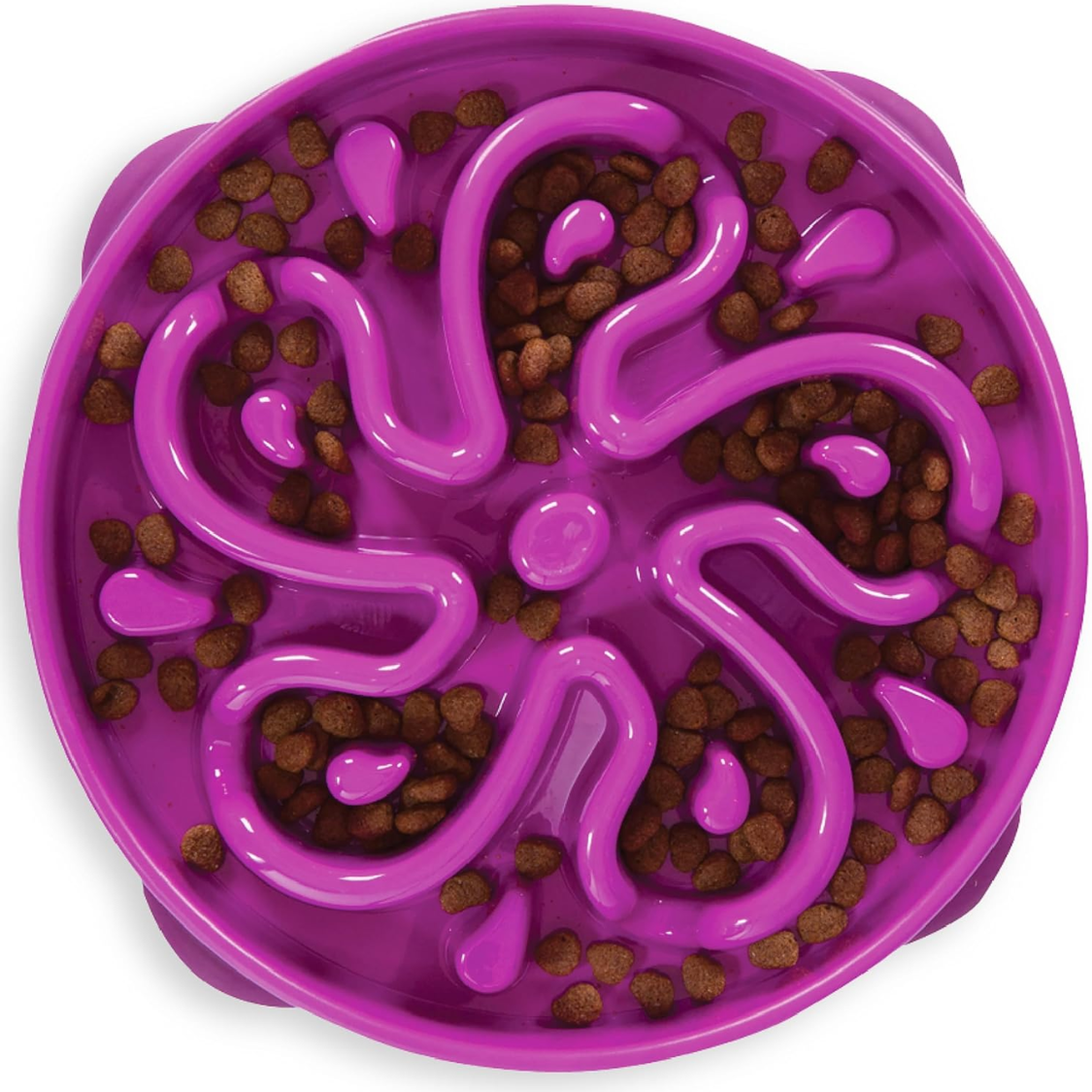 Hound Feeder Slo Bowl  Large 4 Cup Capacity, Slow Feeding, Medium To Large Dogs, Non Slip, Purple, Flower Pattern — foto 6