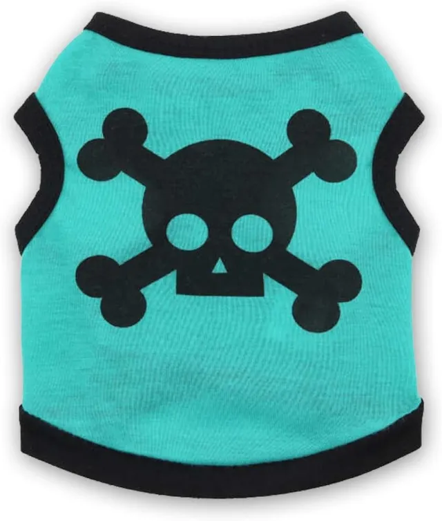 Dog Vest Skull Bones Halloween Cosplay Dog Tank Top Colour Blocking Stretch Cats Costumes Blue - Shop at LoveMi