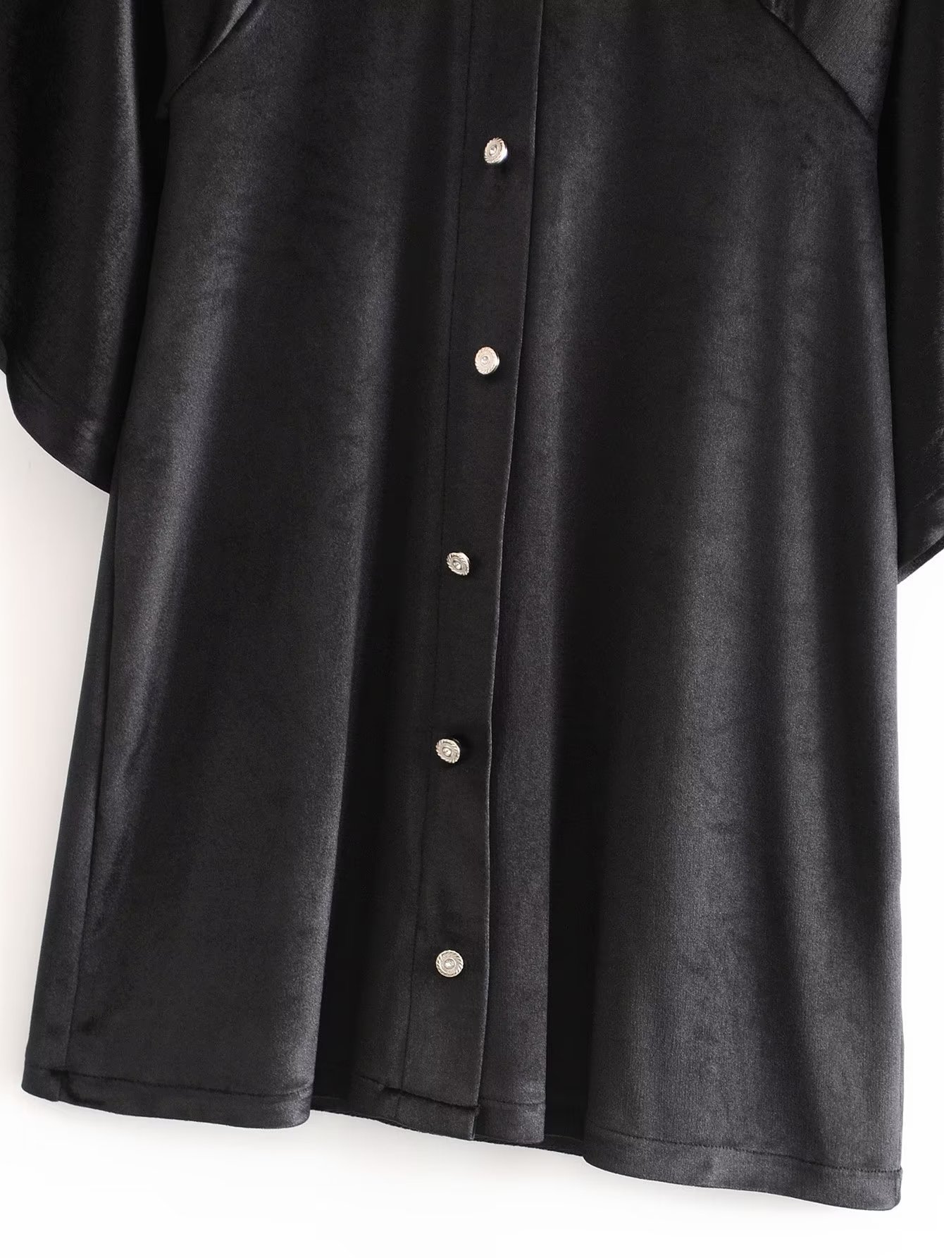 Jewelry Button Velvet Dress V-Neck