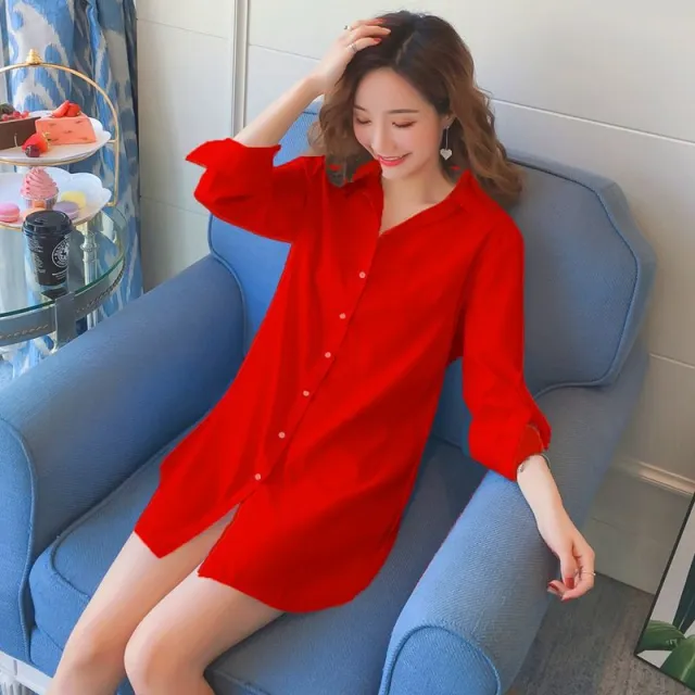 Pajamas All Match Cardigan Top Shirt Skirt Red - Shop at LoveMi