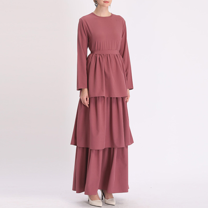 Turkish Middle East Long Solid Color Arab Women's Ankle Robe Dress