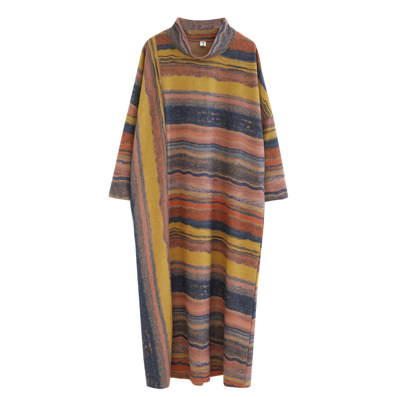Loose Oversize Striped Women's Long Sleeved Dress