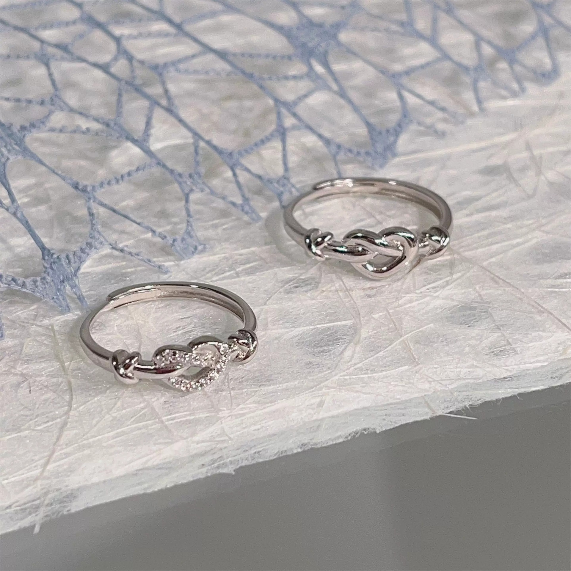 Love Heart Couple Rings For Men & Women, Simple Twin Knot Fashion Light Luxury Gift