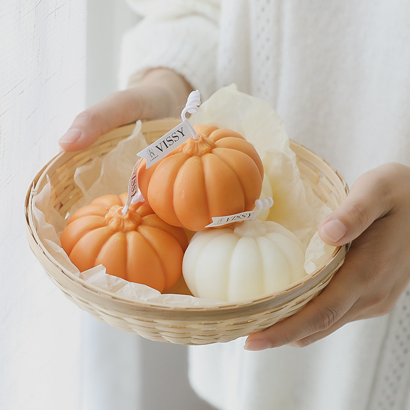 Home Halloween Simulation Pumpkin Candle (Milk white)
