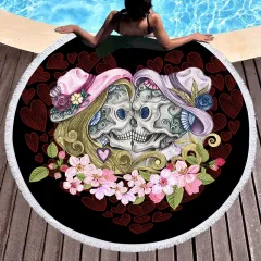 Scary Skull Round Beach Towel Fibre Picnic Mat - View 1