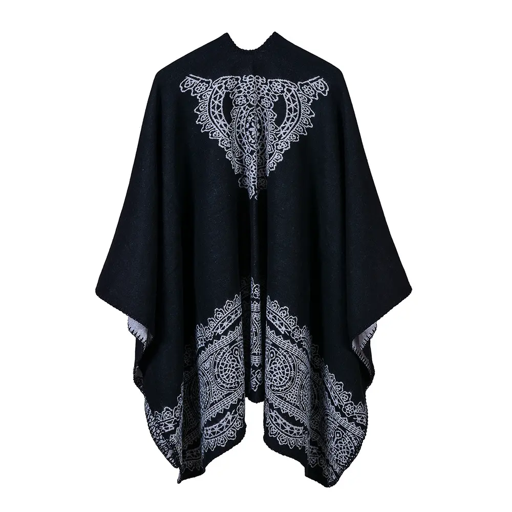 Women's Lace Pattern Split Shawl