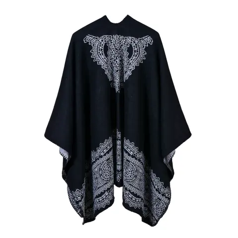 Women's Lace Pattern Split Shawl