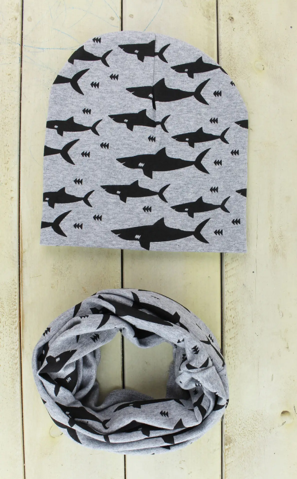 Printed Cotton Hat Bib Set INS Step Pullover Cap