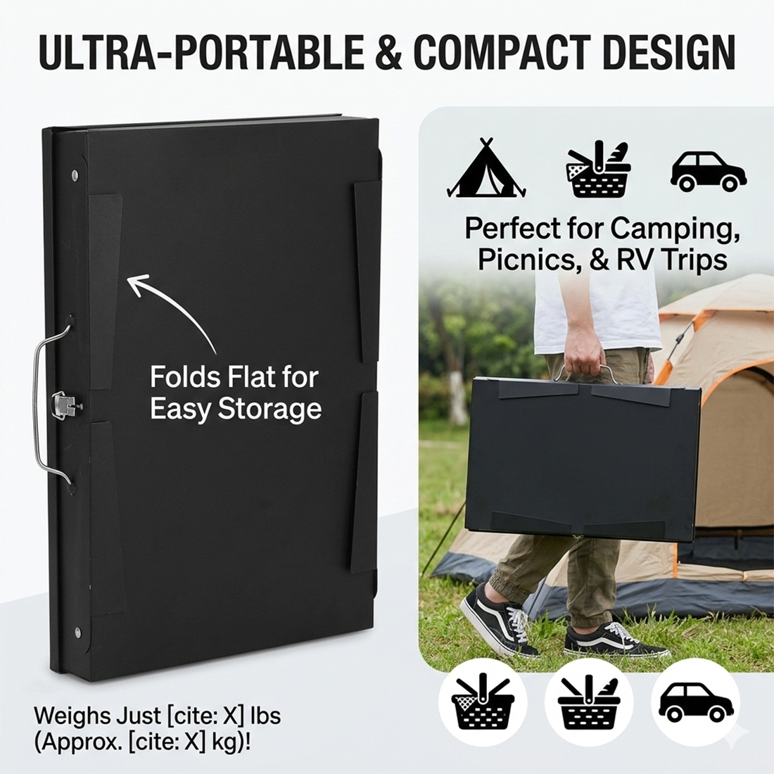 Portable Folding Charcoal BBQ Barbecue Camping Grill Travel Picnic Outdoor UK — foto 5