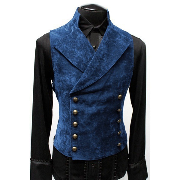 Title 6, Suit Stand Collar Suede Double Breasted Vest