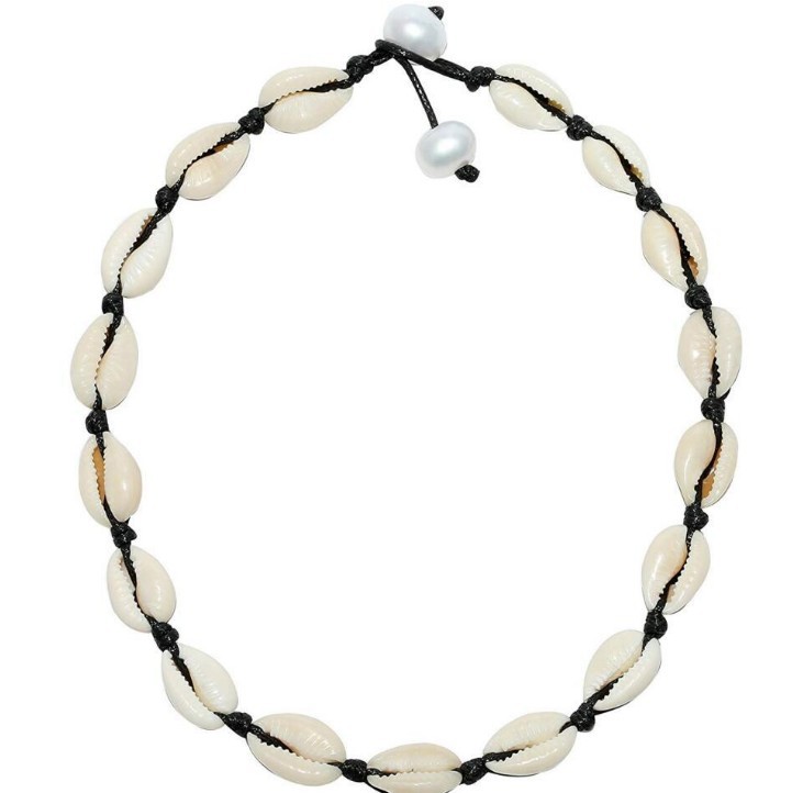 Crushed Stone Shell Fragment Women's Necklace (White rice