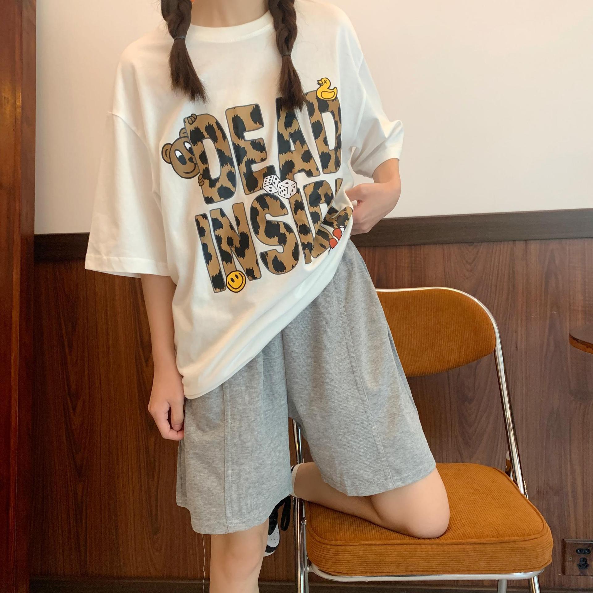 Temperament Commuter High Waist Cotton Shorts Wide Leg Pants Women's Light Grey - Shop at LoveMi