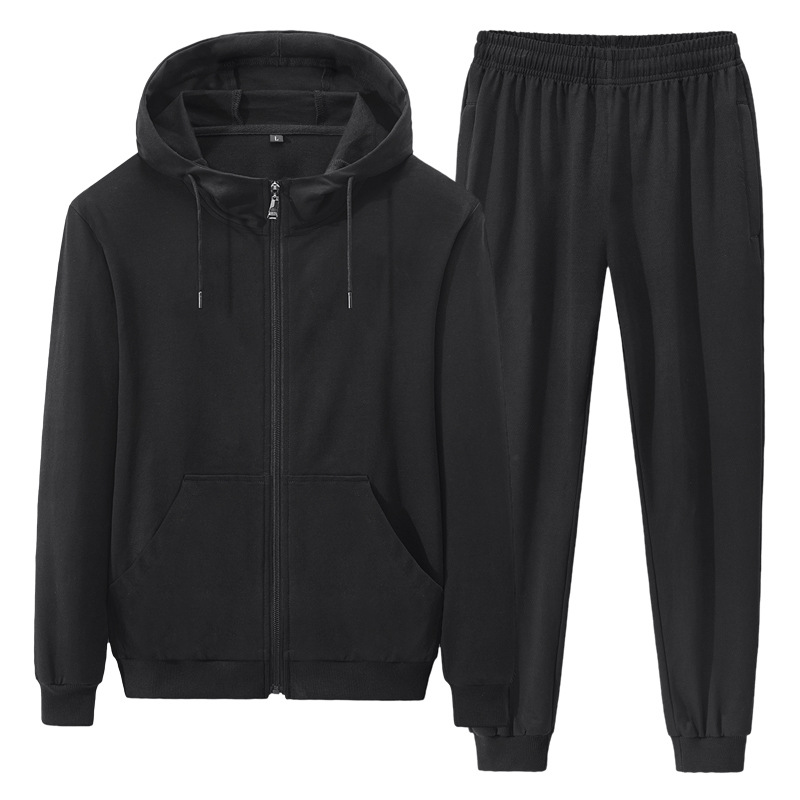 New Men's Pure Cotton Casual Sports Solid Color Suit