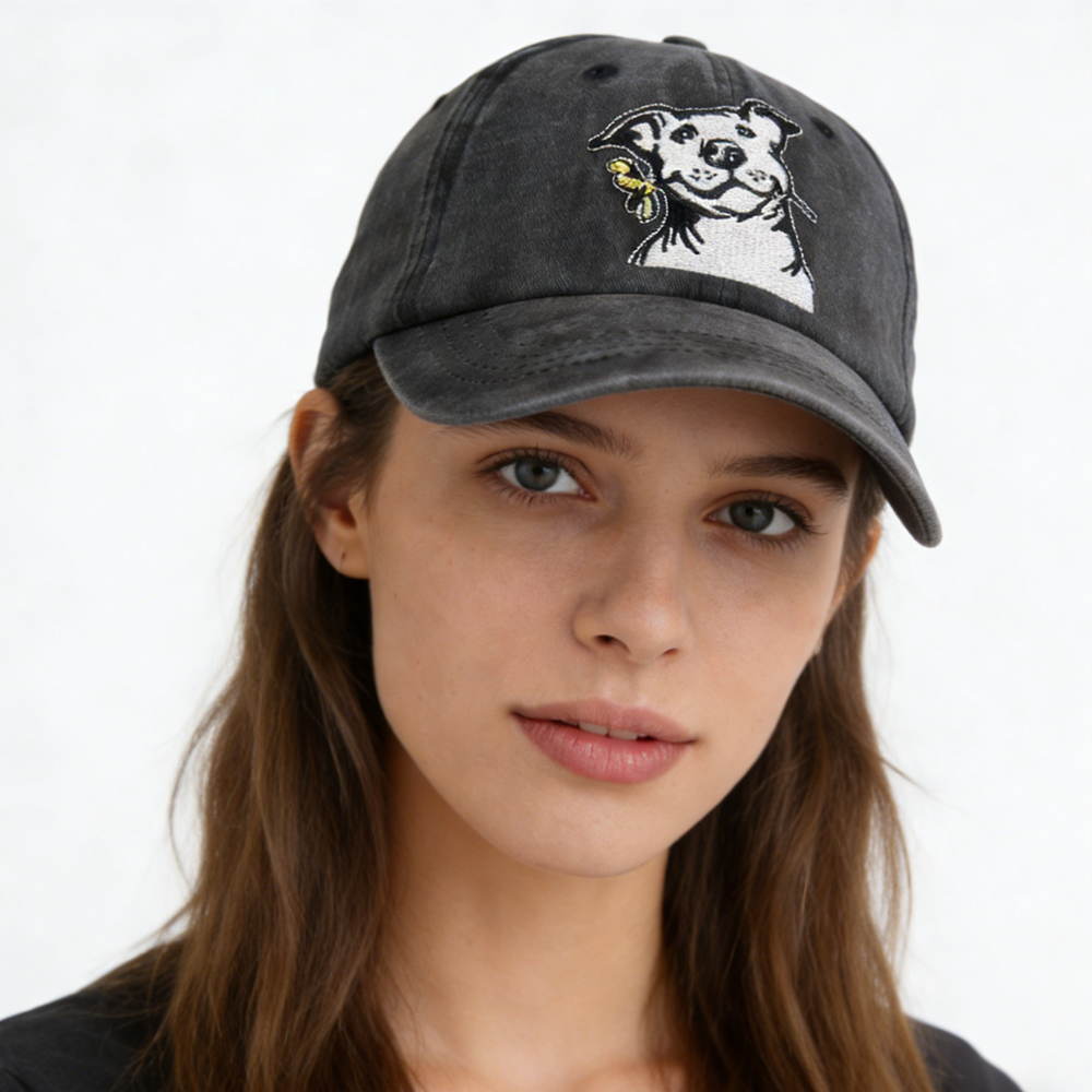 Dog Lover Gifts For Women Men, French Hat, Denim Adjustable Embroidered Dog Dad Baseball Cap - Image 1