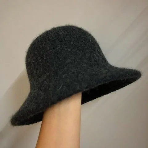 Hat Female Autumn And Winter Fisherman Hat British Retro Style Furry Thickened Basin Hat Black Gray - Shop at LoveMi