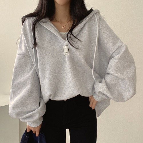 Women's Doll Sleeve Loose Versatile V-Neck Hoodie