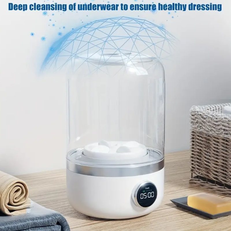 Portable Mini Washer, USB Rechargeable Cordless, 1.2L Capacity For Underwear, Socks & Baby Clothes, 3 Cleaning Modes, Quiet & Compact For Travel, Dorm, Apartment