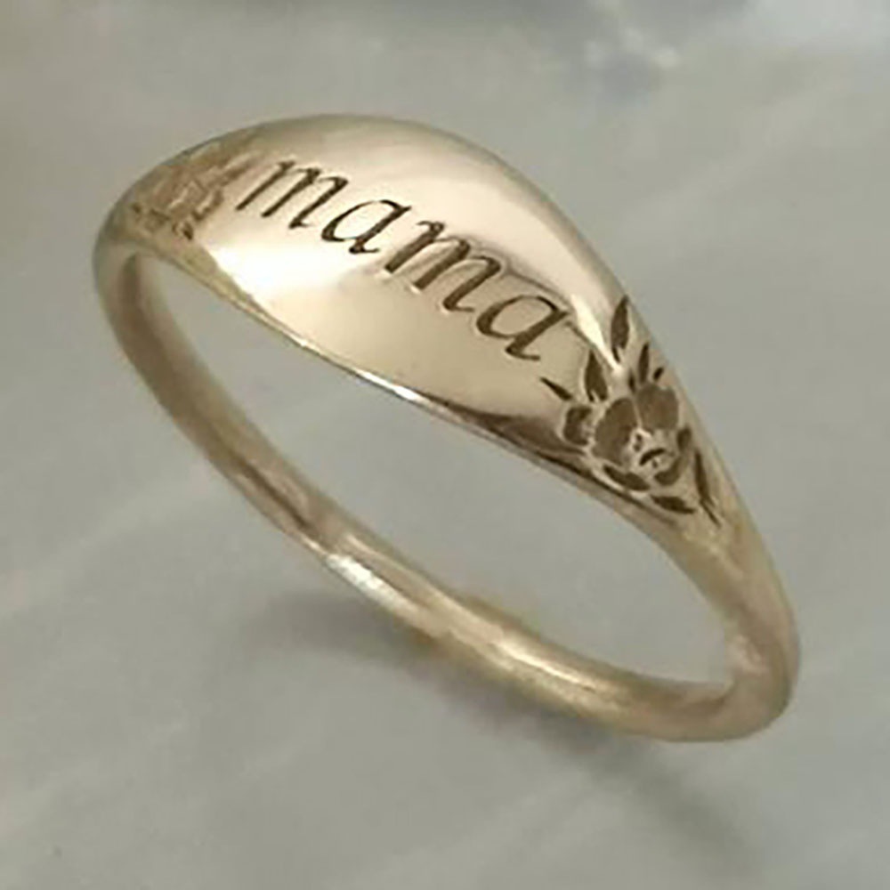 Simple Fashion Mama Letter Flower Holiday Gift Ring
