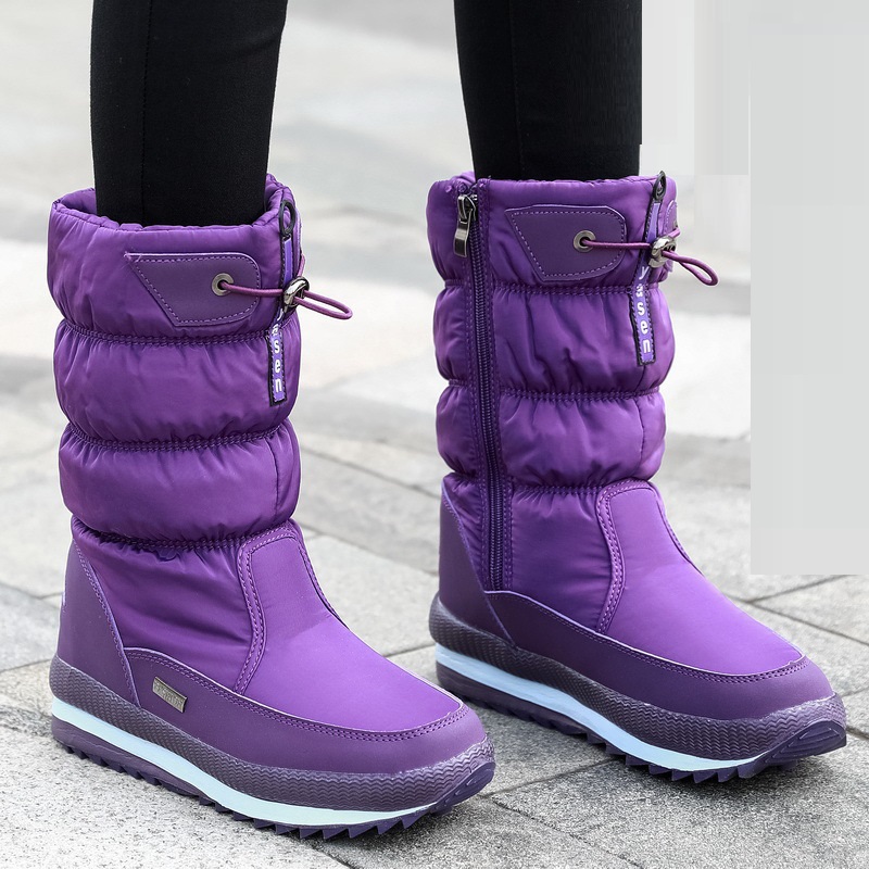 Winter New Plus Velvet Thick Cotton Shoes Thermal Middle Tube Waterproof Non-slip Boots - Image 17