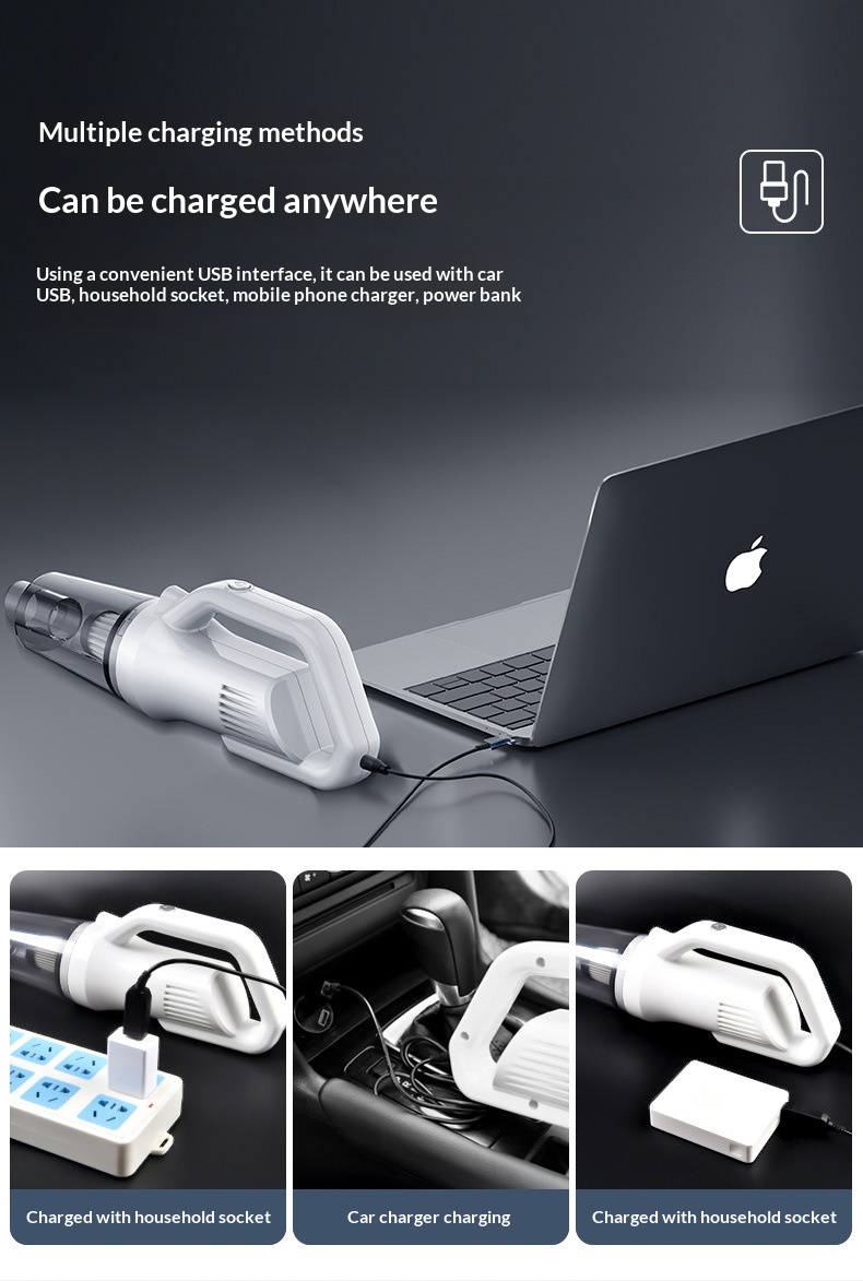 Multifunctional Cordless Handheld Vacuum Cleaner, Mini High Suction 2-in-1 Vacuum For Car & Home With Extension Tube 7