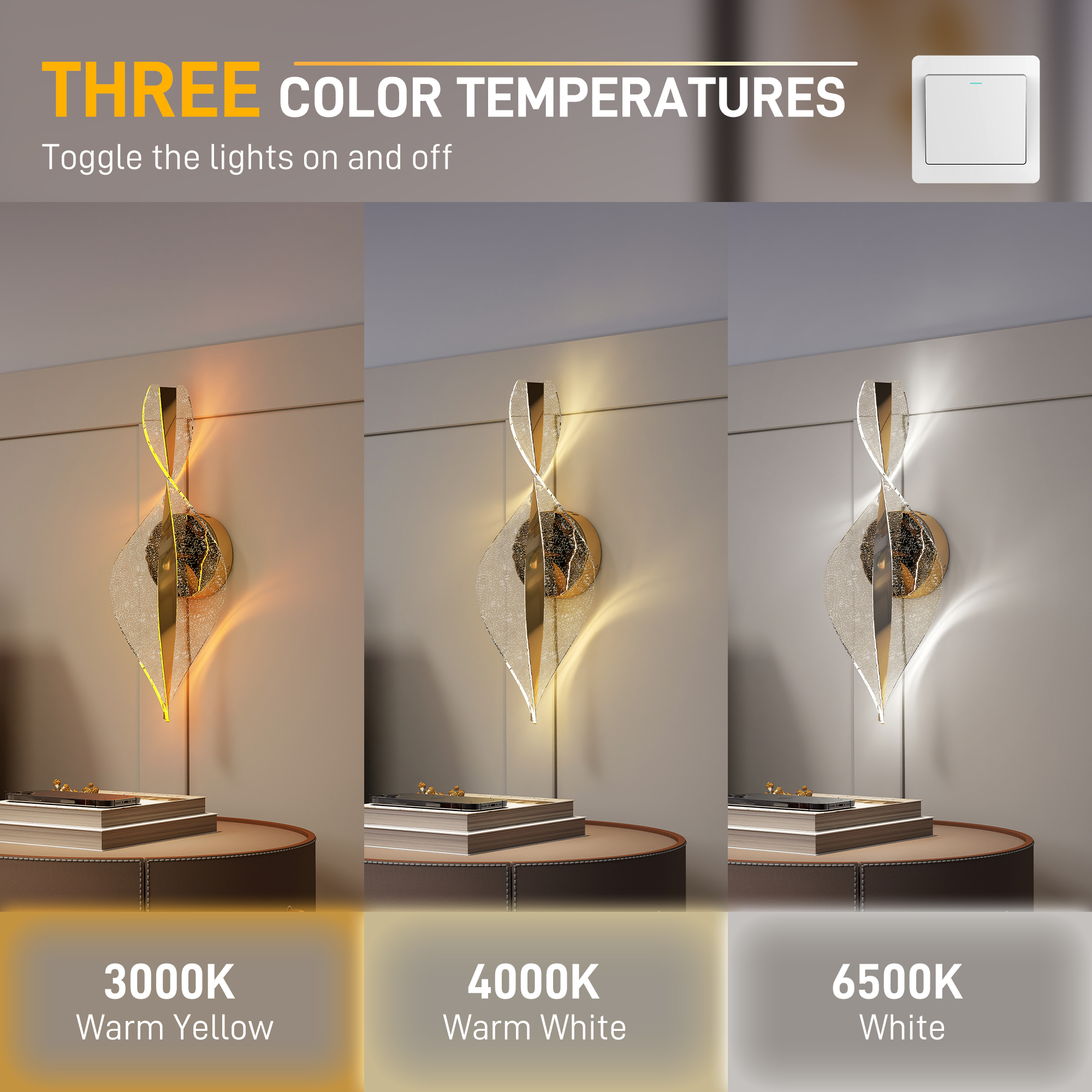 LED Wall Light 2-piece Set, 13W Modern Indoor Spiral Color Temperature — image 2