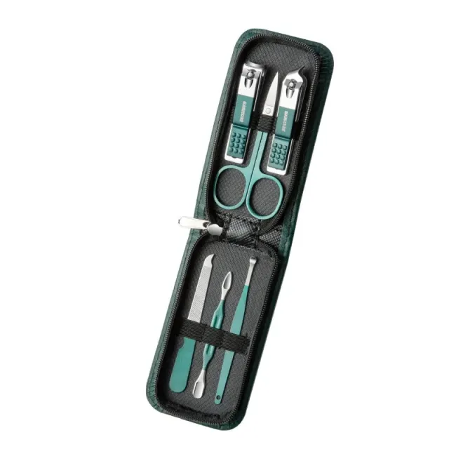 Portable Dark Green Nail Clippers Set 6 piece Nail Clippers Set Home Nail Clippers Six Pieces - Shop at LoveMi