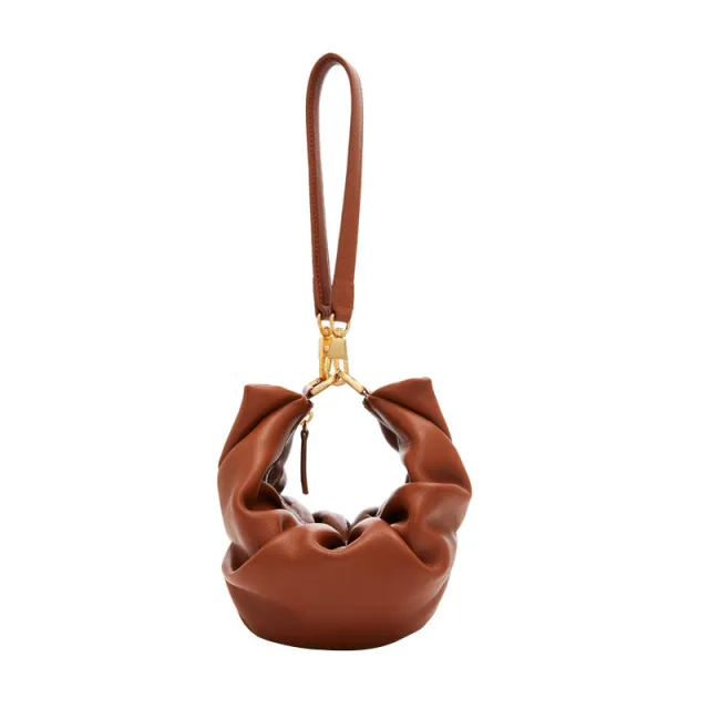 Dumpling Buns Niche Design Folds Underarms One shoulder Horns Brown - Shop at LoveMi