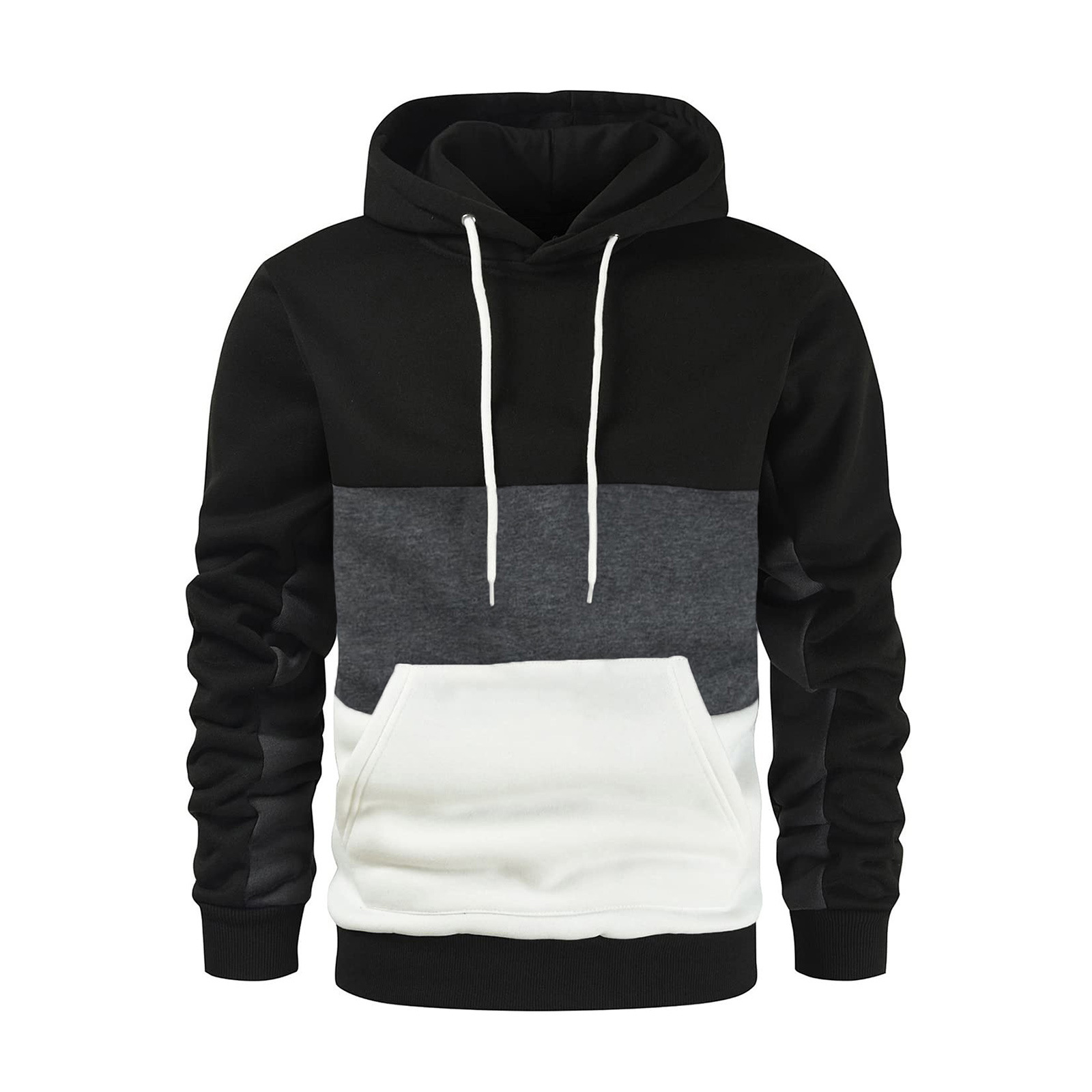 New Men's Fashionable Color Blocking Sweater Hood